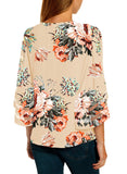 Utyful Women's Summer Casual V Neck Mesh Panel 3/4 Bell Sleeve Solid Loose Blouse Top