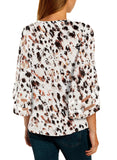 Utyful Women's Summer Casual V Neck Mesh Panel 3/4 Bell Sleeve Solid Loose Blouse Top