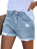 Utyful Women's Casual Summer Ripped Washed Distressed Stretch Denim Jean Shorts