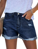 Utyful Women's Casual Summer Ripped Washed Distressed Stretch Denim Jean Shorts