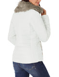 Utyful Women Long Sleeve Lightweight Faux Fur Lapel Zip Jacket Quilted Outerwear Parka Coat