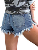 Utyful Women's Casual Summer Ripped Raw Cut Hem Distressed Stretchy Denim Jean Shorts