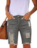 Utyful Women Summer Frayed Ripped Bermuda Shorts Distressed Denim Jeans Short