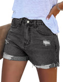 Utyful Women's Casual Summer Ripped Washed Distressed Stretch Denim Jean Shorts