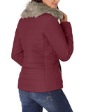Utyful Women Long Sleeve Lightweight Faux Fur Lapel Zip Jacket Quilted Outerwear Parka Coat