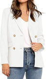Utyful Women’s Casual Notched Lapel Double Breasted Button Work Office Blazer Jacket