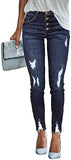 Utyful Women’s Stretchy Skinny Jeans Button Slim Fit Ripped Denim Jeans