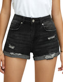 Utyful Women's Casual Summer Ripped Washed Distressed Stretch Denim Jean Shorts