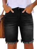 Utyful Women Summer Frayed Ripped Bermuda Shorts Distressed Denim Jeans Short