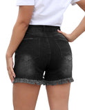 Utyful Women's Plus Size Denim Shorts Casual High Waisted Ripped Stretchy Bermuda Shorts