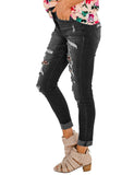 Utyful Women’s Stretchy Skinny Jeans Button Slim Fit Ripped Denim Jeans