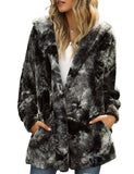 Utyful Women’s Long Sleeve Loose Fit Open Front Hood Cardigan Fuzzy Fleece Jacket Coat Outwear