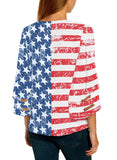 Utyful Women's Summer Casual V Neck Mesh Panel 3/4 Bell Sleeve Solid Loose Blouse Top