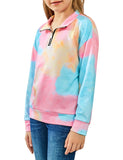 Utyful Girls Kids Cute Tie Dye Print Long Sleeve Sweatshirt Pullover Tee Tops