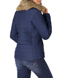 Utyful Women Long Sleeve Lightweight Faux Fur Lapel Zip Jacket Quilted Outerwear Parka Coat