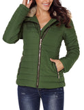 Utyful Women Long Sleeve Lightweight Faux Fur Lapel Zip Jacket Quilted Outerwear Parka Coat
