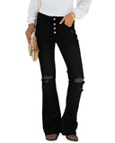 Utyful Women's High Waist Relaxed Fit Ripped Jeans Stretchy Flare Jeans Denim Pants
