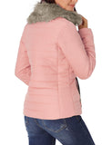 Utyful Women Long Sleeve Lightweight Faux Fur Lapel Zip Jacket Quilted Outerwear Parka Coat