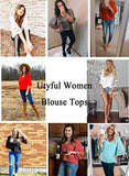Utyful Women's Summer Casual V Neck Mesh Panel 3/4 Bell Sleeve Solid Loose Blouse Top