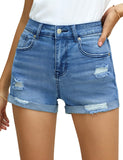 Utyful Women's Casual Summer Ripped Washed Distressed Stretch Denim Jean Shorts