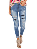 Utyful Women’s Stretchy Skinny Jeans Button Slim Fit Ripped Denim Jeans