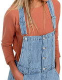 Utyful Women’s Casual Adjustable Straps Stretch Denim Bib Overalls Shorts Rompers