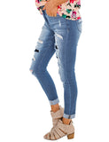 Utyful Women’s Stretchy Skinny Jeans Button Slim Fit Ripped Denim Jeans