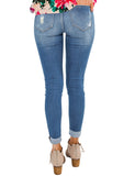 Utyful Women’s Stretchy Skinny Jeans Button Slim Fit Ripped Denim Jeans