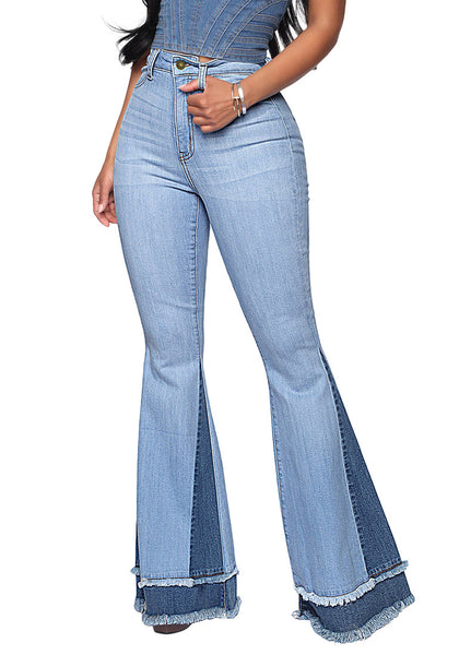 Utyful Women's Casual High Waist Stretchy Flare Denim Jeans Bell Bottom Pants