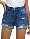 Utyful Women's Casual Summer Ripped Washed Distressed Stretch Denim Jean Shorts