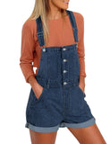 Utyful Women’s Casual Adjustable Straps Stretch Denim Bib Overalls Shorts Rompers