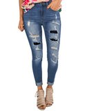 Utyful Women’s Stretchy Skinny Jeans Button Slim Fit Ripped Denim Jeans