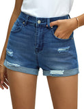 Utyful Women's Casual Summer Ripped Washed Distressed Stretch Denim Jean Shorts