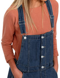 Utyful Women’s Casual Adjustable Straps Stretch Denim Bib Overalls Shorts Rompers