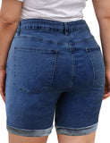 Utyful Women's Plus Size Denim Shorts Casual High Waisted Ripped Stretchy Bermuda Shorts