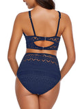 Utyful Women's Crochet Lace V Neck High Waist Bikini Set Two Pieces Swimsuit