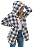 Utyful Women’s Long Sleeve Loose Fit Open Front Hood Cardigan Fuzzy Fleece Jacket Coat Outwear