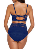 Utyful Women's Crochet Lace V Neck High Waist Bikini Set Two Pieces Swimsuit