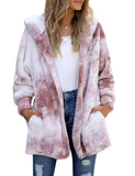 Utyful Women’s Long Sleeve Loose Fit Open Front Hood Cardigan Fuzzy Fleece Jacket Coat Outwear