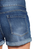 Utyful Women Casual Mid Waist Ripped Roll Hem Jeans Denim Shorts